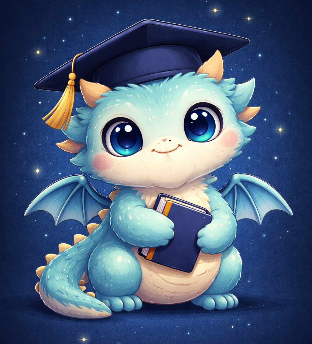 uroczy smok w kapeluszu absolwenta